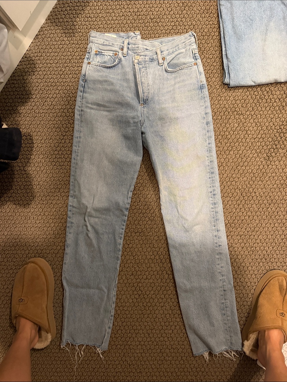 Agolde Straight High-Rise Jeans in Light Blue